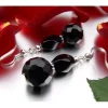 Ohrringe Ohrhänger, echter Onyx facettiert, 925 Silber, 4.7cm, schwarz