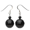 Ohrringe Ohrhänger, echter Onyx facettiert, 925 Silber, Ø14mm, schwarz