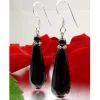 Ohrringe Ohrhänger echter Onyx facettiert & 925 Silber schwarz Tropfen Damen
