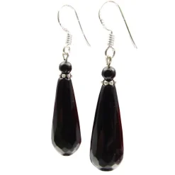 Ohrringe Ohrhänger echter Onyx facettiert & 925 Silber schwarz Tropfen Damen