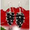 Ohrringe Ohrhänger in Traubenform aus Onyx schwarz & 925 Silber, Damen