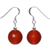 Ohrringe Ohrhänger Karneol & 925 Silber, Kugel braun-orange facettiert