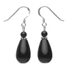 Ohrringe Ohrhänger Ohrhaken aus Onyx & 925 Silber, Tropfen schwarz