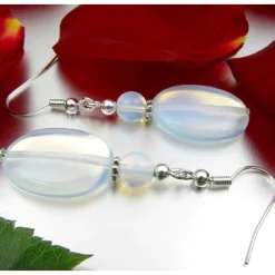 Ohrringe Ohrhänger Ohrschmuck aus Opalit synth. Mondstein 925 Silber