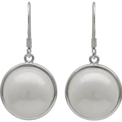Ohrringe Ohrhänger Perle Muschelkernperle weiß rund schlicht 925 Silber Damen