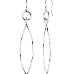 Ohrringe Ohrhänger spitzoval aus 925 rhodiniert Silber Ohrhaken 87x16,7mm Damen