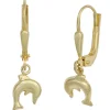 Ohrringe Ohrhänger 6,2x23,5mm Boutons Delfin springende Delfine 333 Gelbgold