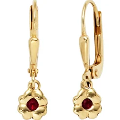 Ohrringe Ohrhänger 5,1x19,8mm Boutons mit Rubin rot 333 Gold Gelbgold Kinder