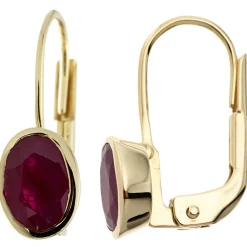 Ohrringe Ohrhänger 5,2x14,8mm Boutons Rubin rot oval 333 Gold Gelbgold