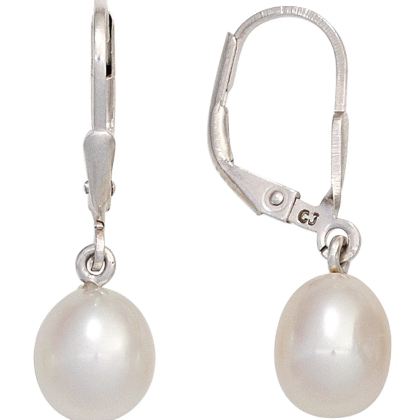 Ohrringe Ohrhänger 7,4x26,1mm Boutons Süßwasser Perlen 925 Silber glänzend Damen
