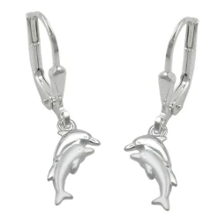 Ohrringe Ohrhänger 25x11mm Brisur Delfine Delfinpaar 925 Echt Silber Damen