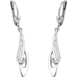 Ohrringe Ohrhänger 42x7mm Brisur gemustert rhodiniert 925 Silber Damen