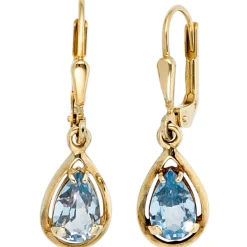 Ohrringe Ohrhänger 7,7x27,2mm mit Spinell hellblau Tropfen 333 Gold Gelbgold