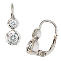 Ohrringe Ohrhänger 5,5x15,4mm mit Zirkonia 333 Gold Echt Weißgold Damen