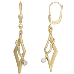 Ohrringe Ohrhänger 8,3x41,8mm mit Zirkonia weiß 375 Gold Gelbgold Rhombus-Form