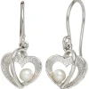 Ohrringe Ohrhänger 11,2x24,8mm Ohrhaken Herzen 925 Silber Süßwasser Perlen weiß