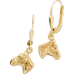 Ohrringe Ohrhänger 10,1x23,8mm Pferde Pferdeköpfe 333 Echt Gold Gelbgold Damen
