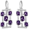 Ohrringe Ohrhänger 12,7x32mm Rechteck 10 Amethyste lila & 12 Zirkonia 925 Silber