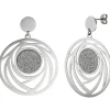 Ohrringe Ohrhänger 39,5x53,7mm rund mit Muster Glitzer Glitzereffekt Edelstahl