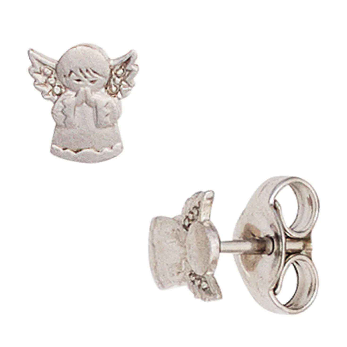 Ohrringe Ohrstecker betende Engel Schutzengel 925 Silber teilmatt, Kinder