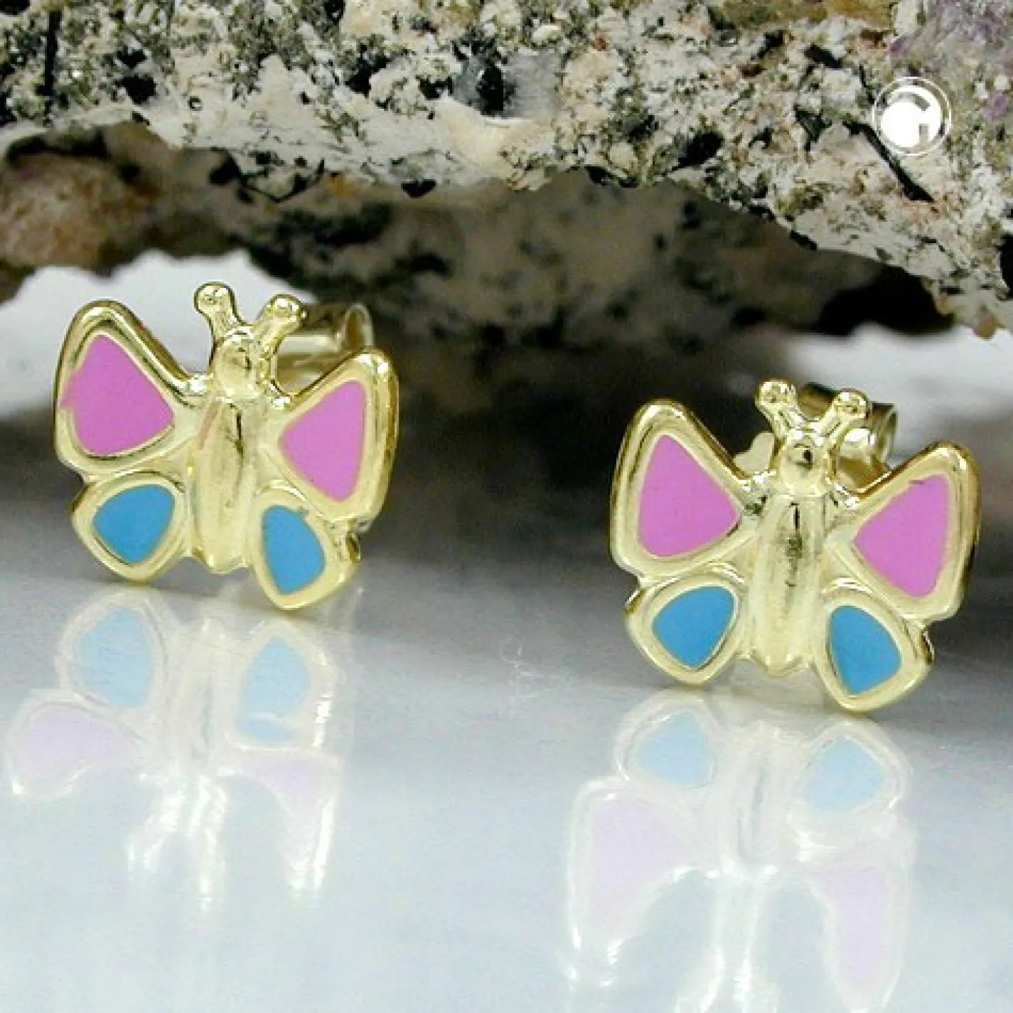Ohrringe Ohrstecker für Kinder Schmetterling 9Kt 375 Gelbgold Ohrschmuck