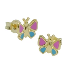 Ohrringe Ohrstecker für Kinder Schmetterling 9Kt 375 Gelbgold Ohrschmuck