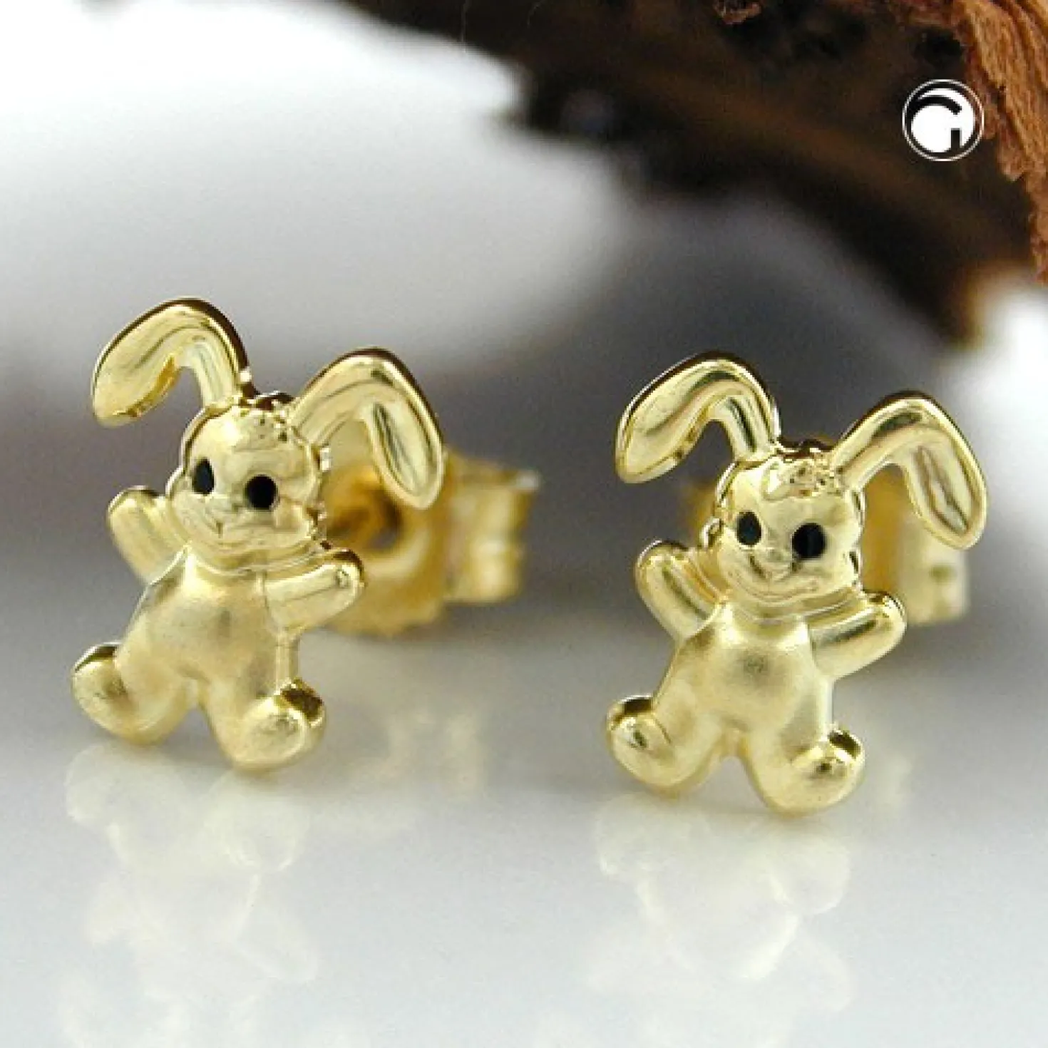 Ohrringe Ohrstecker Hase klein & fein 9Kt 375 Gelbgold Ohrschmuck Kinder