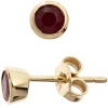 Ohrringe Ohrstecker Stecker mit Rubin 333 Gold Gelbgold Ohrschmuck