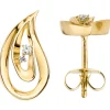 Ohrringe Ohrstecker Tropfen 15x8,1mm 585 Gold Gelbgold mit 4 Diamanten 0,06 Ct.