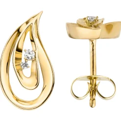 Ohrringe Ohrstecker Tropfen 15x8,1mm 585 Gold Gelbgold mit 4 Diamanten 0,06 Ct.