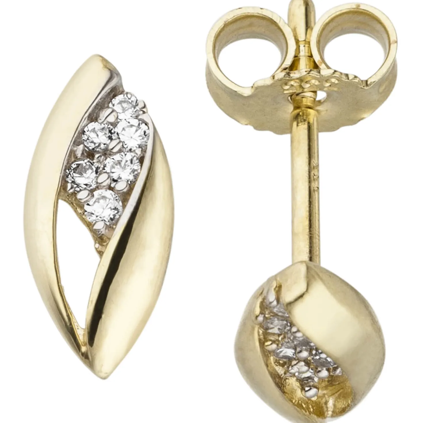 Ohrringe Ohrstecker Zirkonia spitzoval 333 Gelbgold Gold Ohrschmuck