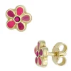 Ohrringe Stecker Ohrstecker Blume Blümchen 333 Gold Gelbgold pink, Kinder