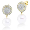 Ohrschmuck aus 750 Gelbgold 2 Südsee-Perlen 10mm weiß 116 Brillanten 0,7ct W-SI
