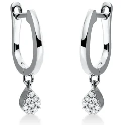 Ohrschmuck aus 750 Gold Weißgold 16 Diamanten 0,08ct TW-SI 20,2x10,7mm