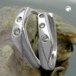 Ohrschmuck Creole Creolen 17x4mm Ohrringe für Damen Zirkonia & 925 Echt Silber