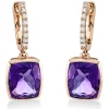 Ohrschmuck Ohrhänger 750 Rotgold 2 Amethyste 6,5ct lila 16 Brillanten 0,1ct TW-SI