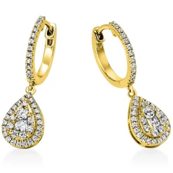 Ohrschmuck Ohrhänger Tropfen aus 750 Gelbgold 86 Diamanten 0,5ct TW-SI 22,5x11,7mm
