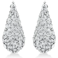 Ohrschmuck Ohrhänger Tropfen 750 Weißgold 203 Diamanten 12,4ct TW-SI 50x21,7mm