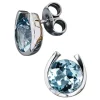 Ohrschmuck Ohrstecker aus 585 Weißgold, mit Blautopas Topas hellblau