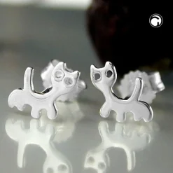 Ohrschmuck Stecker Ohrstecker, Katzen Kätzchen, 925 Silber, für Kinder