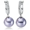 Ohrschmuck 750 Weißgold 2 Tahiti-Perlen 9,5mm silbergrau 18 Brillanten 0,18ct W-SI