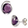 Ohrstecker Amethyst violett & Diamanten 0.04Ct W/P1 Brillanten 585 Gold Weißgold