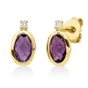 Ohrstecker aus 750 Gelbgold 2 Amethyste 0,91ct lila 2 Brillanten 0,03ct TW-SI 9x5mm
