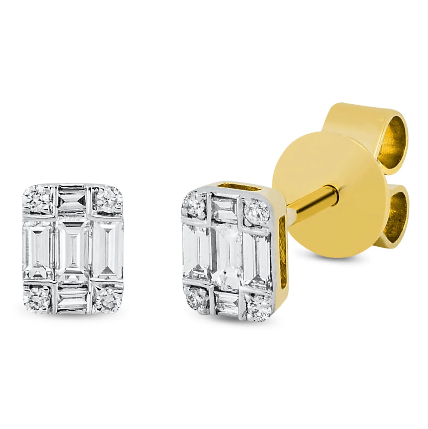 Ohrstecker aus 750 Gelbgold 18 Diamanten 0,28ct TW-SI 5,5x4,1mm Fassung rhodiniert