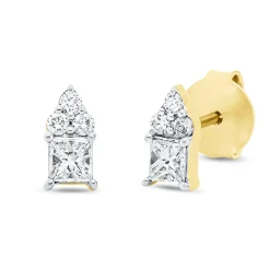 Ohrstecker aus 750 Gelbgold 8 Diamanten 0,37ct TW-SI 7,1x3,6mm Fassung rhodiniert