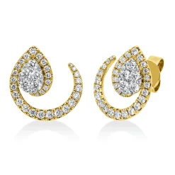Ohrstecker aus 750 Gelbgold 84 Diamanten 1ct TW-SI 15,3x15,4mm Fassung rhodiniert