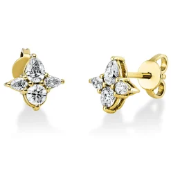 Ohrstecker aus 750 Gelbgold 8 Diamanten Fanatsy-Schliff 0,72ct TW-VSI/SI 6,7x6,7mm