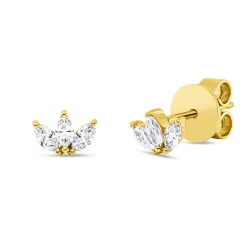 Ohrstecker aus 750 Gelbgold 6 Diamanten Navette-Schliff 0,21ct TW-SI 4,2x5,9mm