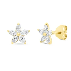 Ohrstecker aus 750 Gelbgold 10 Diamanten Navette-Schliff 0,5ct TW-SI 8x8,3mm