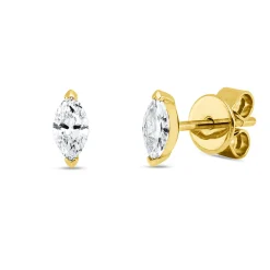 Ohrstecker aus 585 Gelbgold 2 Diamanten Navette-Schliff 0,4ct TW-VSI/SI 6,9x2,6mm